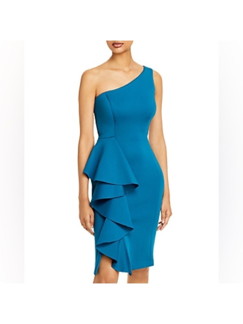 ELIZA J One Shoulder Ruffle Dress In Teal